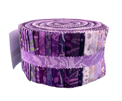 2 1/2" Fabric Strip Set JAVA BATIK PURPLE for Maywood Studio - 40 Fabric Strips 2-1/2" x 42" - 40 Different Fabrics