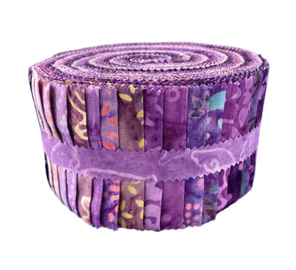 2 1/2" Fabric Strip Set JAVA BATIK PURPLE for Maywood Studio - 40 Fabric Strips 2-1/2" x 42" - 40 Different Fabrics