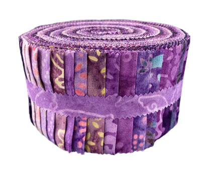 2 1/2" Fabric Strip Set JAVA BATIK PURPLE for Maywood Studio - 40 Fabric Strips 2-1/2" x 42" - 40 Different Fabrics