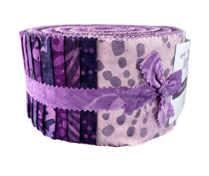 2 1/2" Fabric Strip Set JAVA BATIK PURPLE for Maywood Studio - 40 Fabric Strips 2-1/2" x 42" - 40 Different Fabrics