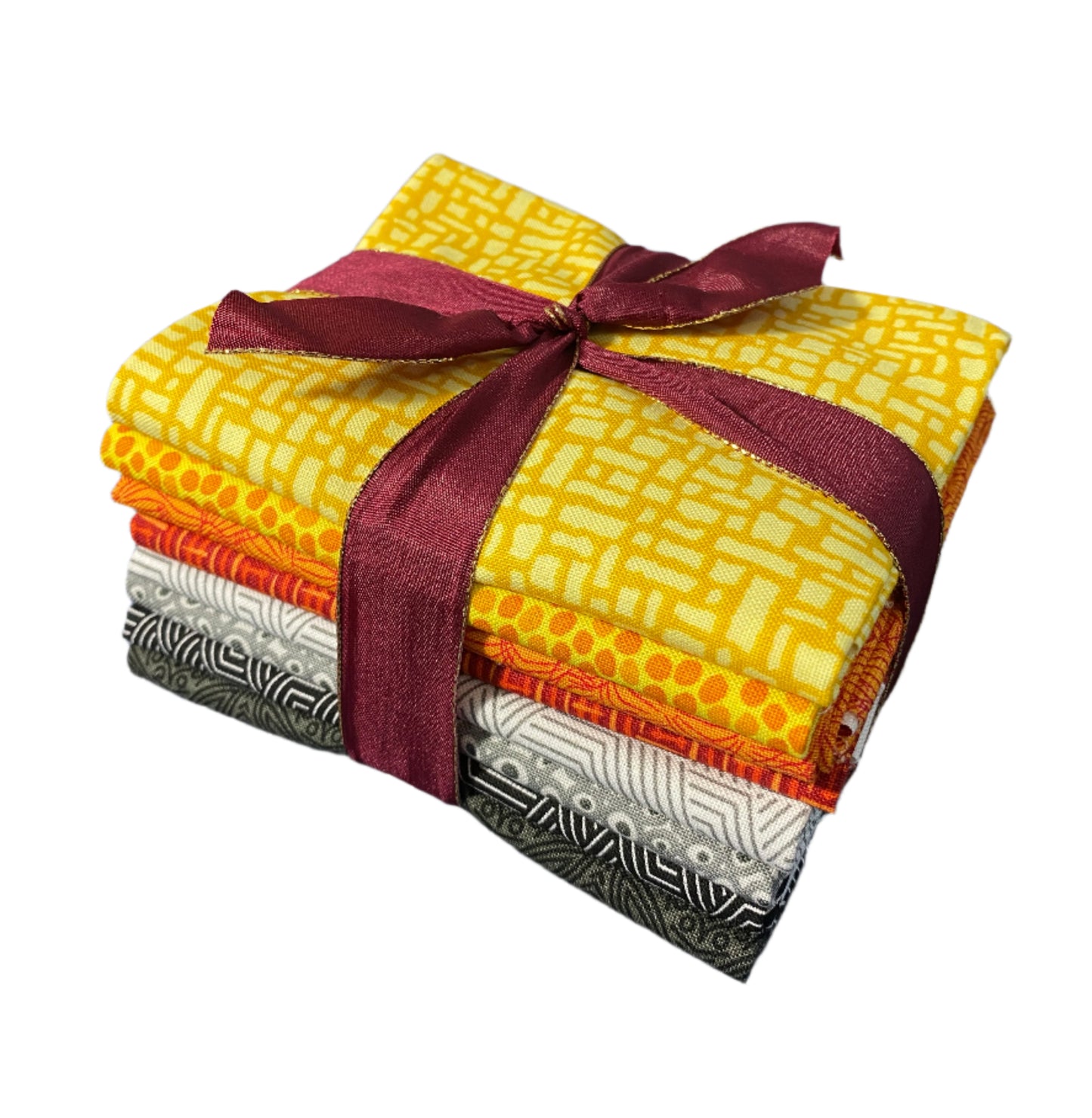 8 Fabric Fat Quarter Bundle - Orange Yellow and Neutral Transparency Collection by Modern Quilt Studio for Benartex Contempo