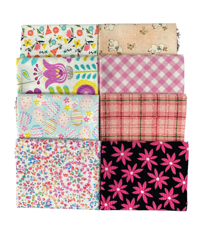 8 Fabric Fat Quarter Bundle - Various Pink Prints from Benartex Collections