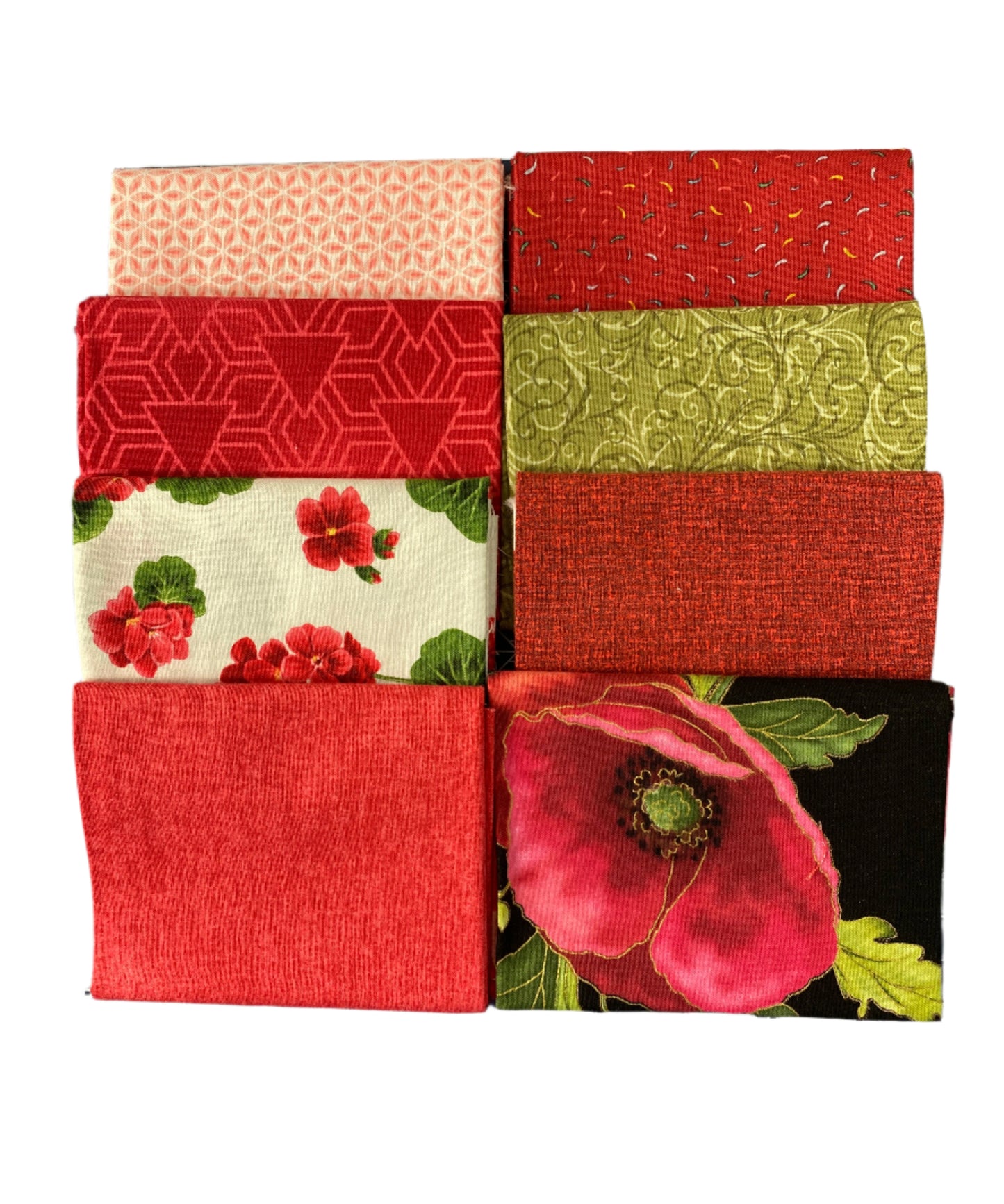 8 Fabric Fat Quarter Bundle - Geraniums and More from Benartex Collections