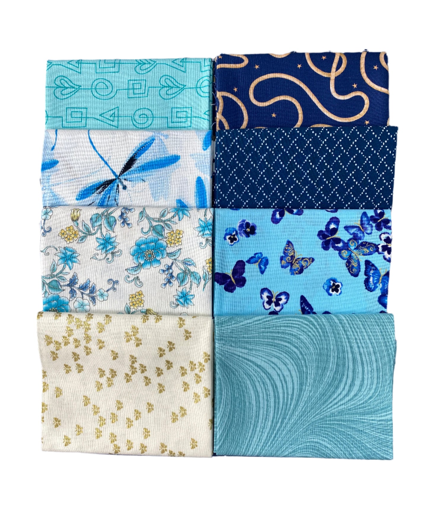 8 Fabric Fat Quarter Bundle - Blues and More from Benartex Collections