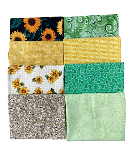 8 Fabric Fat Quarter Bundle - Sunflowers and More from Benartex Collections