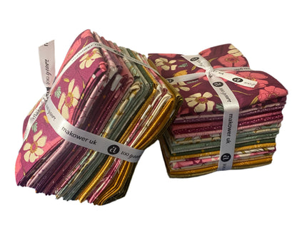 Precut Fabric Fat Quarters - Meadow Walk by Makower UK for Andover Fabrics - 22 Different Fabric Fat Quarters