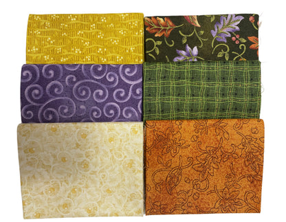 6 Fabric Fat Quarter Bundle - Autumn Breeze Collection by Nancy Halvorsen for Benartex