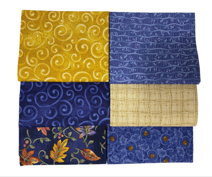 6 Fabric Fat Quarter Bundle - Autumn Breeze Collection by Nancy Halvorsen for Benartex