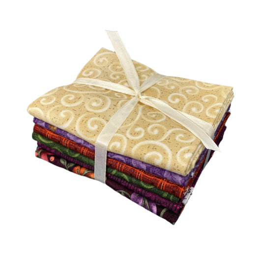 6 Fabric Fat Quarter Bundle - Autumn Breeze Collection by Nancy Halvorsen for Benartex