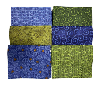 6 Fabric Fat Quarter Bundle - Autumn Breeze Collection by Nancy Halvorsen for Benartex