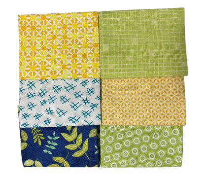 6 Green Yellow Blue Fabric Fat Quarter Bundle - Assorted Collections from Benartex