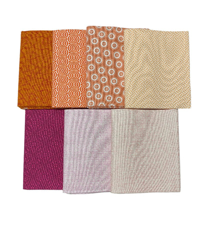 7 Pink Orange White Fabric Fat Quarter Bundle - Assorted Collections from Benartex