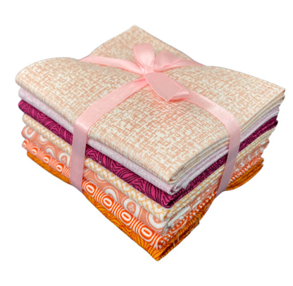 7 Pink Orange White Fabric Fat Quarter Bundle - Assorted Collections from Benartex