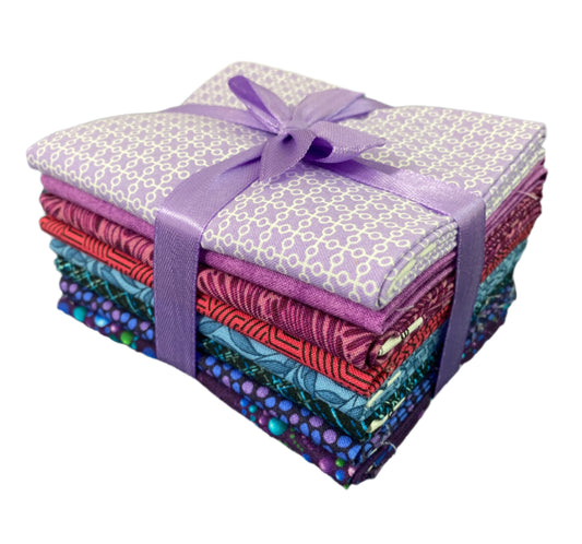 8 Purple Blue Pink Fabric Fat Quarter Bundle - Assorted Collections from Benartex