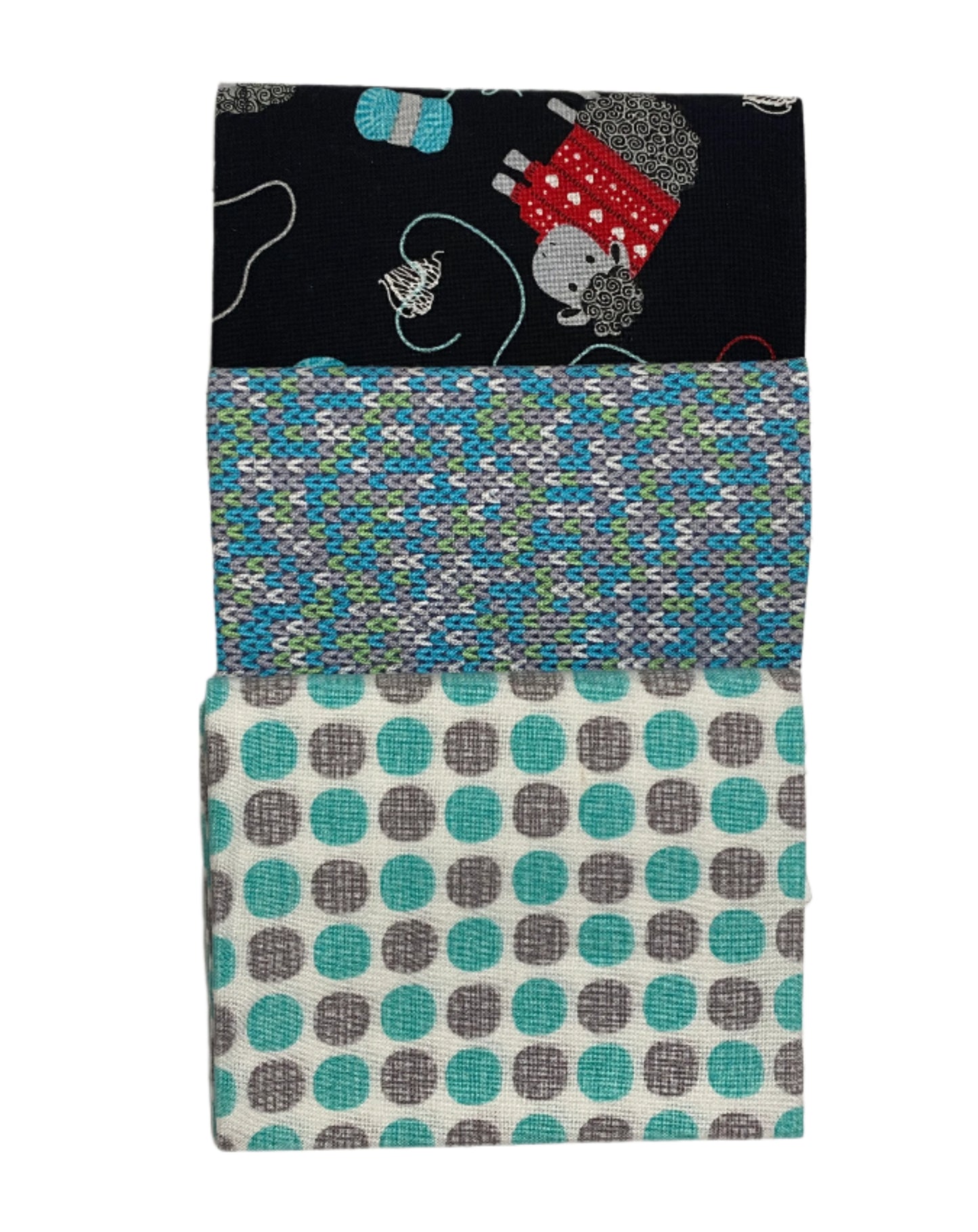 3 Fabric Fat Quarter Bundle - All You Knit is Love and Love Ewe More Collections By Kanvas Studio for Benartex