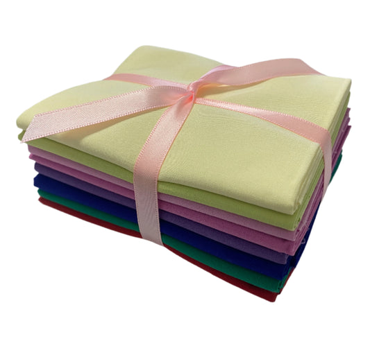 8 Assorted Superior Solids Fabric Fat Quarter Bundle - By Kanvas Studio and Benartex