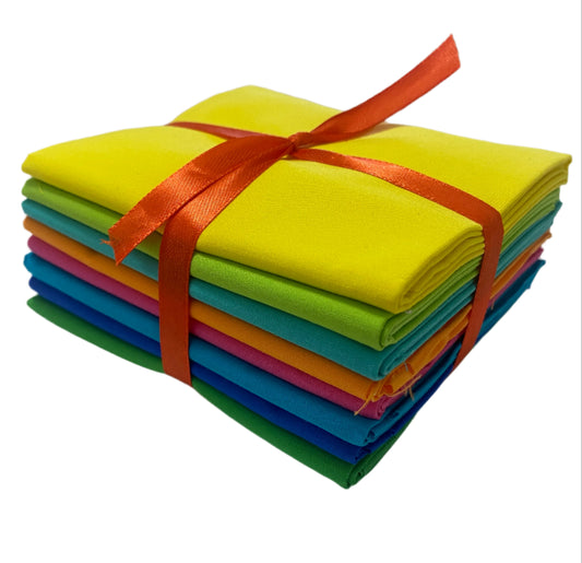 8 Assorted Superior Solids Fabric Fat Quarter Bundle - By Kanvas Studio and Benartex