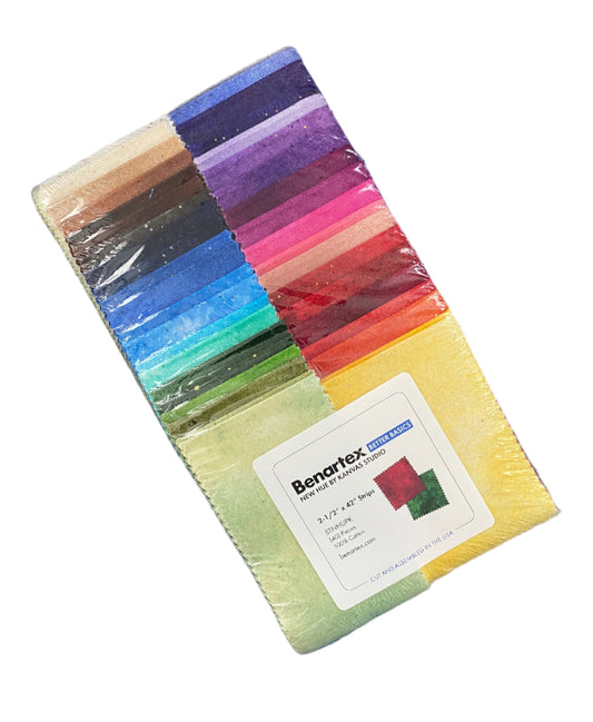 Precut Fabric Jelly Roll New Hue Collection by Benartex Better Basics - 2 1/2" Strips