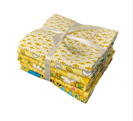 6 Yellow Fabric Fat Quarter Bundle - From Blooming Color 2 by Wolff Paper for Benartex