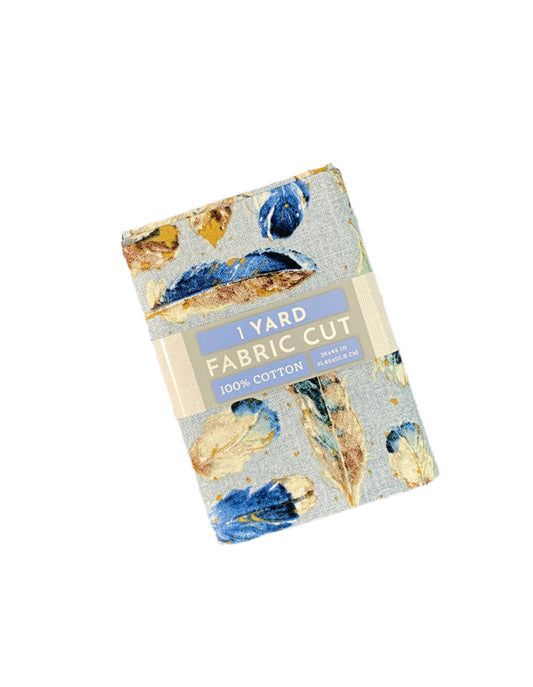 1 Yard Precut Fabric Cut Feathers (Blue) by David Textiles - Yard Cut