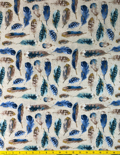 1 Yard Precut Fabric Cut Feathers (Beige) by David Textiles - Yard Cut
