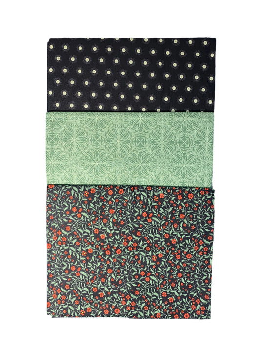 3 Yard Precut Bundle Green Black Wanderlust Collection by Danelys Sidron for Riley Blake Designs - (3) 1 Yard Cuts