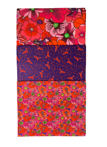 3 Yard Precut Bundle Pink Orange Botanic Blast Collection by Sew Yeah Quilting for Riley Blake Designs - (3) 1 Yard Cuts