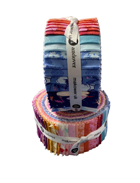Precut Fabric Jelly Roll - Petals and Stitches Collection by Stephanie Organes for Andover Fabrics - 2 1/2" Fabric Strips