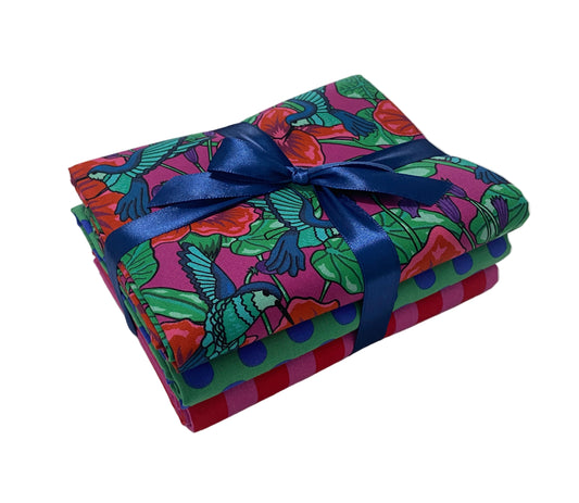 3 Yard Precut Bundle Green Pink Red Riley Blake and Free Spirit Fabrics - (3) 1 Yard Cuts Great for 3 Yard Quilts