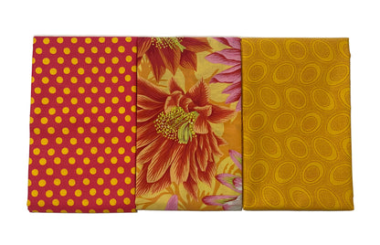 3 Yard Precut Bundle Orange Yellow Free Spirit Fabrics - (3) 1 Yard Cuts Great for 3 Yard Quilts