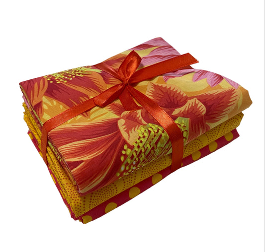 3 Yard Precut Bundle Orange Yellow Free Spirit Fabrics - (3) 1 Yard Cuts Great for 3 Yard Quilts
