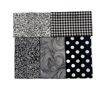 5 Yard Precut Bundle Black White Free Spirit Fabrics - (5) 1 Yard Cuts