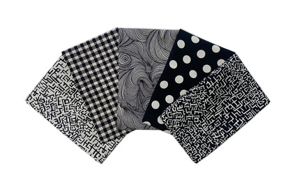 5 Yard Precut Bundle Black White Free Spirit Fabrics - (5) 1 Yard Cuts