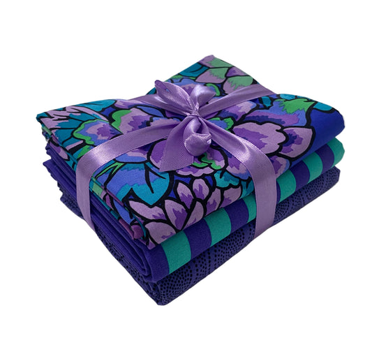 3 Yard Precut Bundle Blue Purple Free Spirit Fabrics - (3) 1 Yard Cuts Great for 3 Yard Quilts