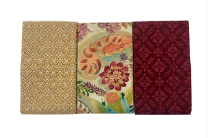 3 Yard Precut Bundle Peach Burgundy Free Spirit Fabrics - (3) 1 Yard Cuts Great for 3 Yard Quilts