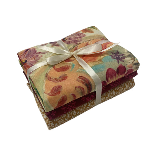 3 Yard Precut Bundle Peach Burgundy Free Spirit Fabrics - (3) 1 Yard Cuts Great for 3 Yard Quilts