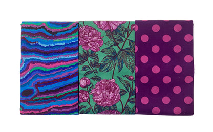 3 Yard Precut Bundle Purple Green Free Spirit Fabrics - (3) 1 Yard Cuts Great for 3 Yard Quilts