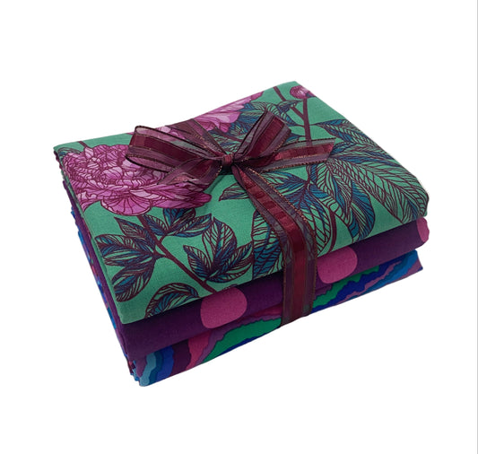 3 Yard Precut Bundle Purple Green Free Spirit Fabrics - (3) 1 Yard Cuts Great for 3 Yard Quilts
