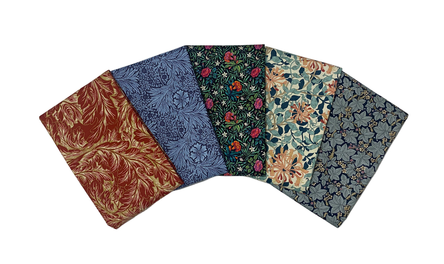 5 Yard Precut Bundle Blue Green Peach Free Spirit Fabrics - (5) 1 Yard Cuts
