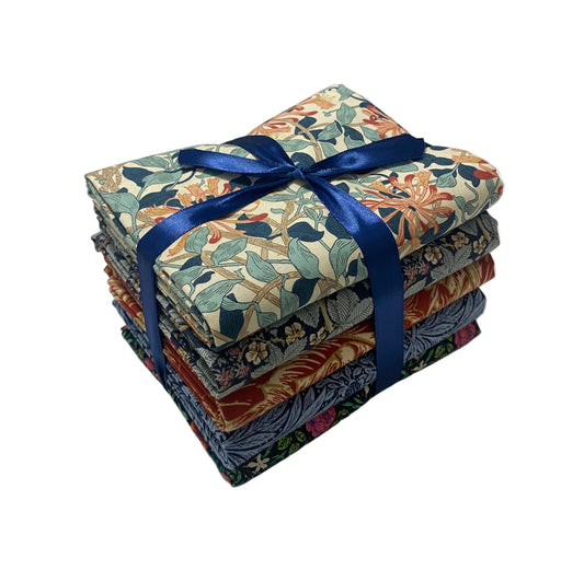 5 Yard Precut Bundle Blue Green Peach Free Spirit Fabrics - (5) 1 Yard Cuts
