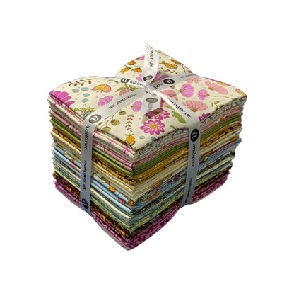 Precut Fabric Fat Quarter Pack Flourish Collection by Alexandra Bordallo for Andover Fabrics - 24 Fat Quarters