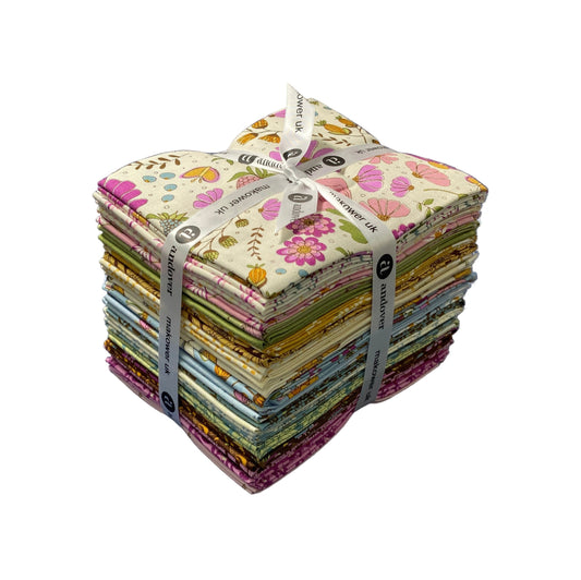Precut Fabric Fat Quarter Pack Flourish Collection by Alexandra Bordallo for Andover Fabrics - 24 Fat Quarters
