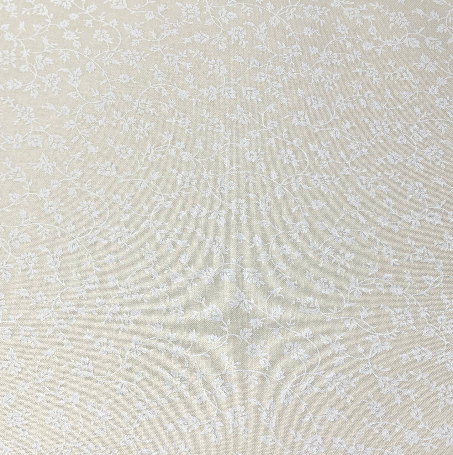 Ecru Quilting Fabric - Small Flower and Vine Background Fabric - Sold by the Yard