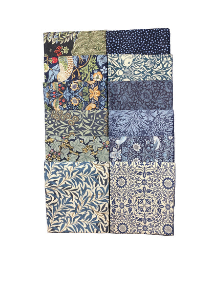 Fabric Fat Quarter Bundle | Delft Quilting Fabrics | 12 Pieces