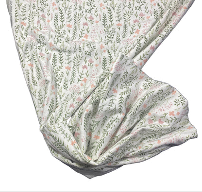 Pink Green Watercolor Floral | Nursery Cotton Flannel | Kate Ward | Springs Creative