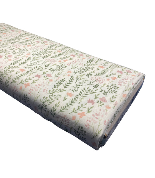 Pink Green Watercolor Floral | Nursery Cotton Flannel | Kate Ward | Springs Creative