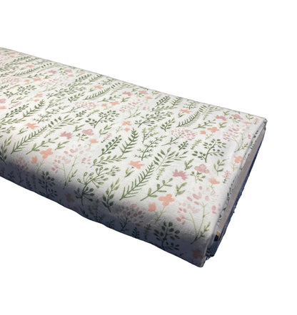 Pink Green Watercolor Floral | Nursery Cotton Flannel | Kate Ward | Springs Creative
