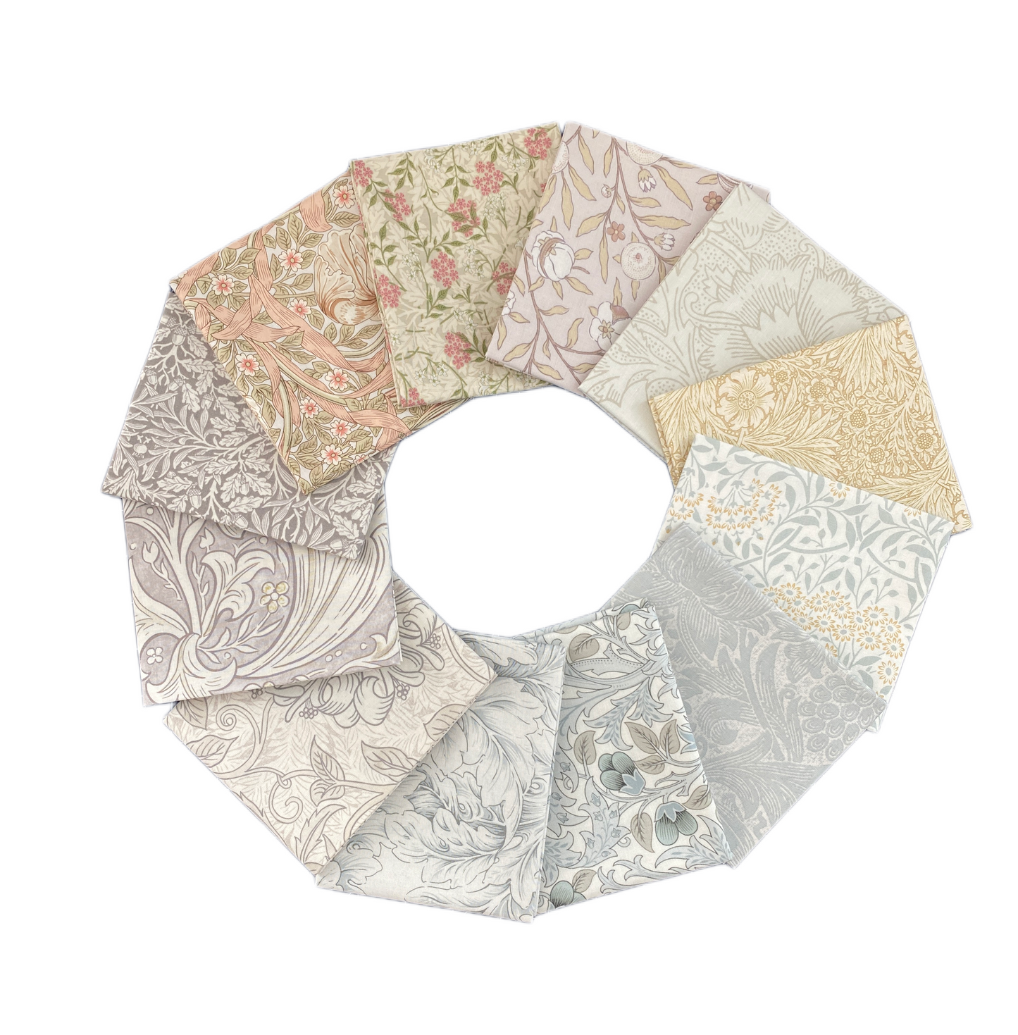 Fabric Fat Quarter Bundle | Neutral Free Spirit Quilting Fabrics | 12 Pieces