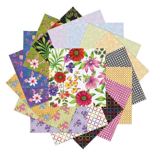 Fabric Layer Cake Inspired Blooms by Shannon Roberts for Benartex Artistry - 10" Squares