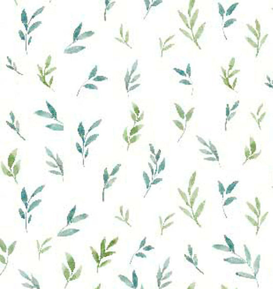 Green Blue Tiny Leaves | Springs Creative Intriguing Mushrooms | 100% Cotton Quilting Fabric